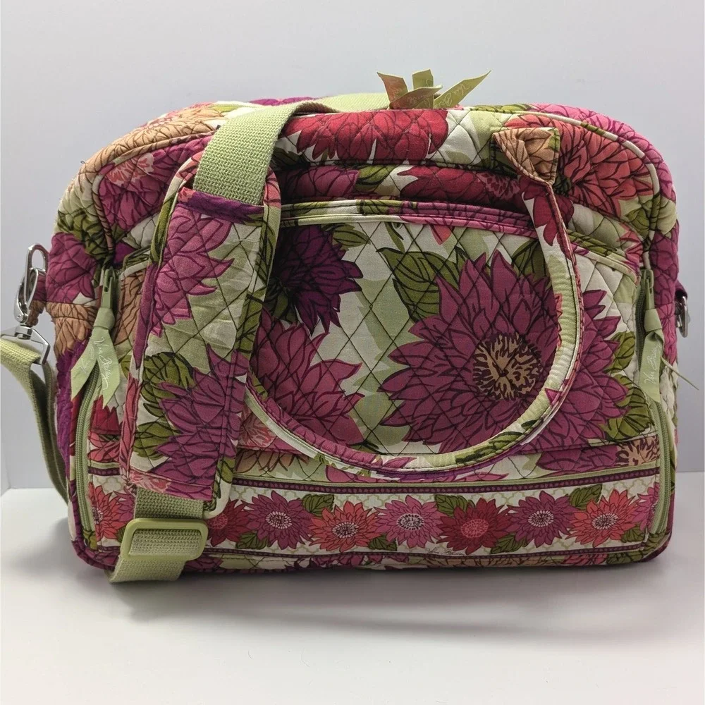 Vera Bradley Laptop Tote Hello Dahlia Floral Quilted Bag Double Handles Retired
